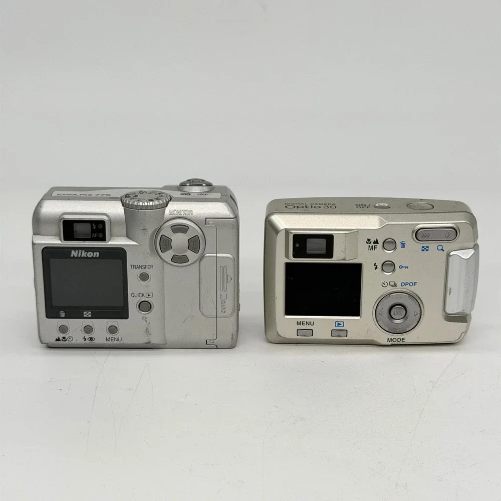Nikon Coolpix 775 & Pentax Optio 30 Digital Camera Lot Silver Untested For Parts